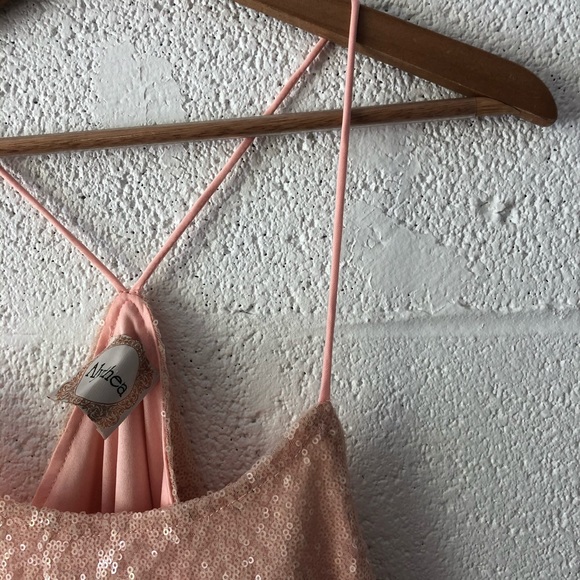 Alythia trapeze peach sequined top sz: Small - Picture 2 of 7